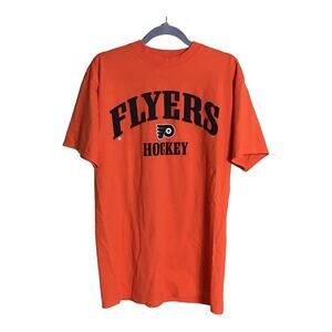 Philadelphia Flyers Orange Team T- Shirt Unisex Sz. Lrg EUC (Flaws) 100 % Cotton